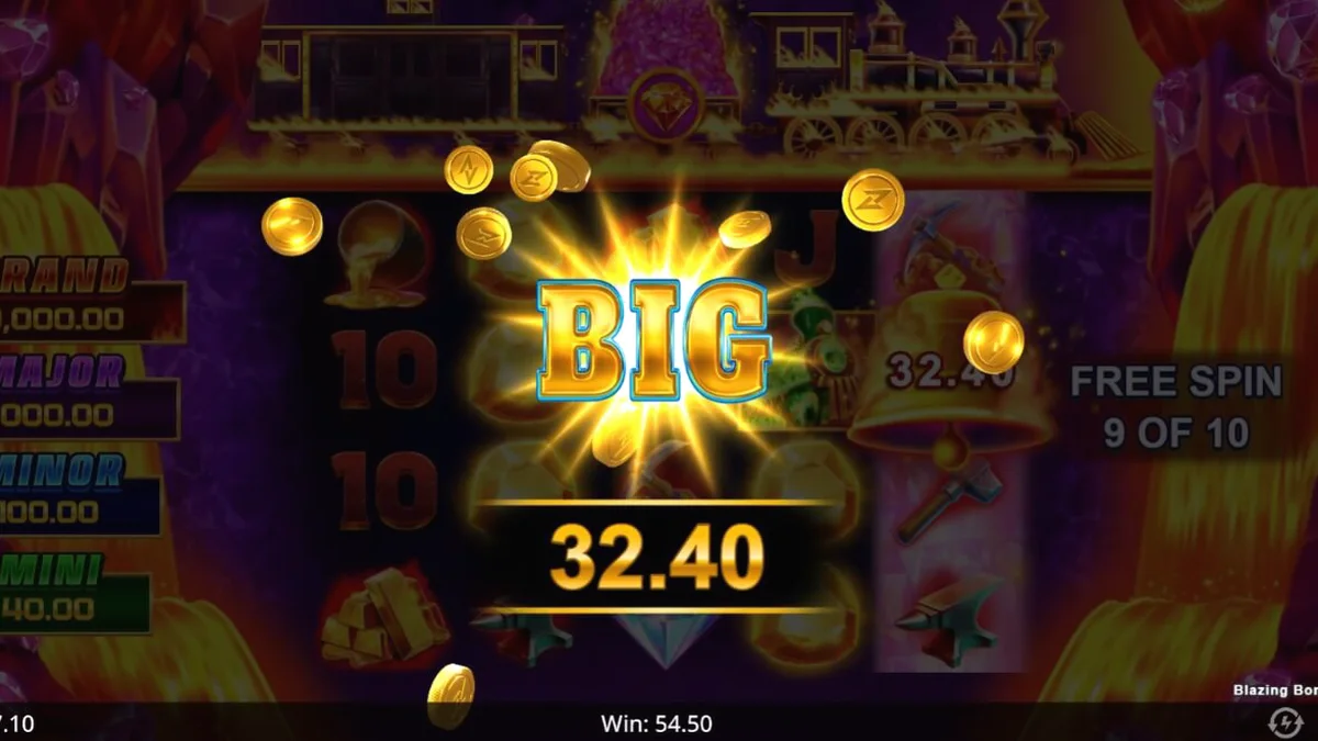 Tampilan visual slot Blazing Bonanza Rush Express dengan tema tambang emas