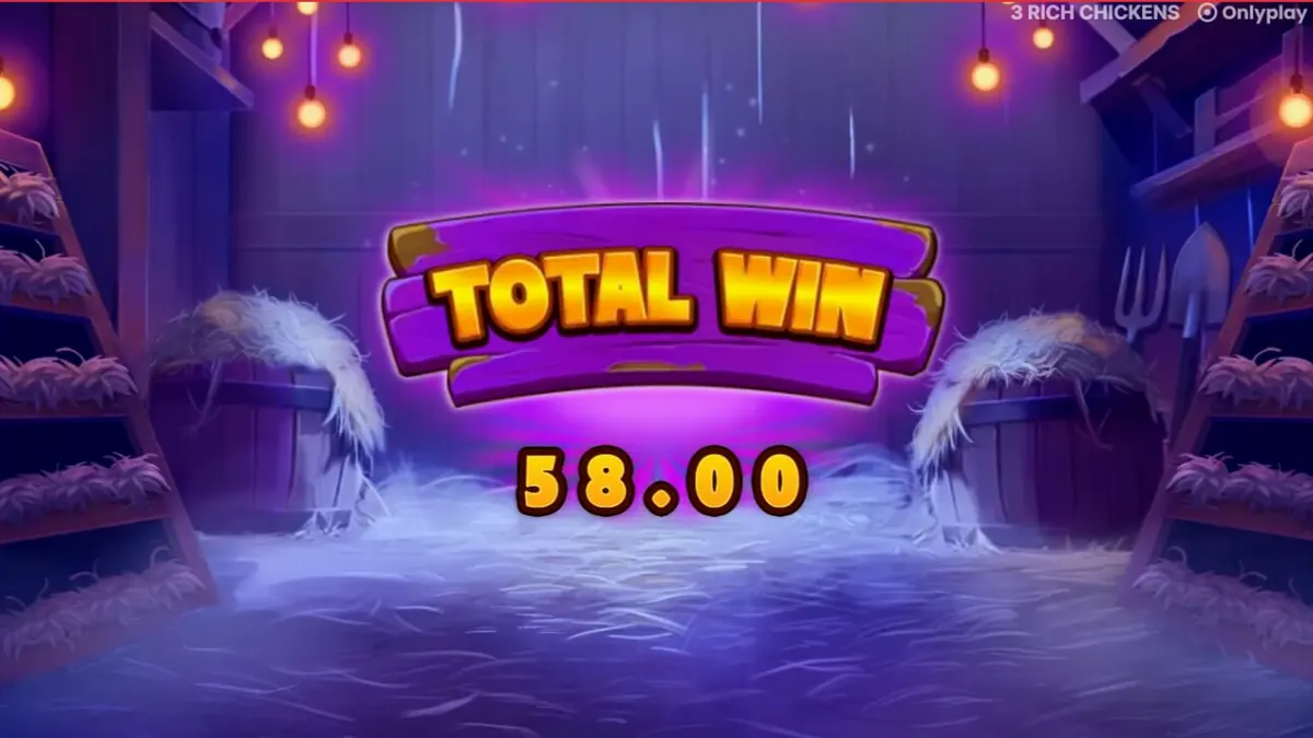 Tampilan visual slot 3 Rich Chickens dengan latar belakang peternakan yang ceria